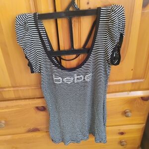 Bebe Monochrome Striped Tee